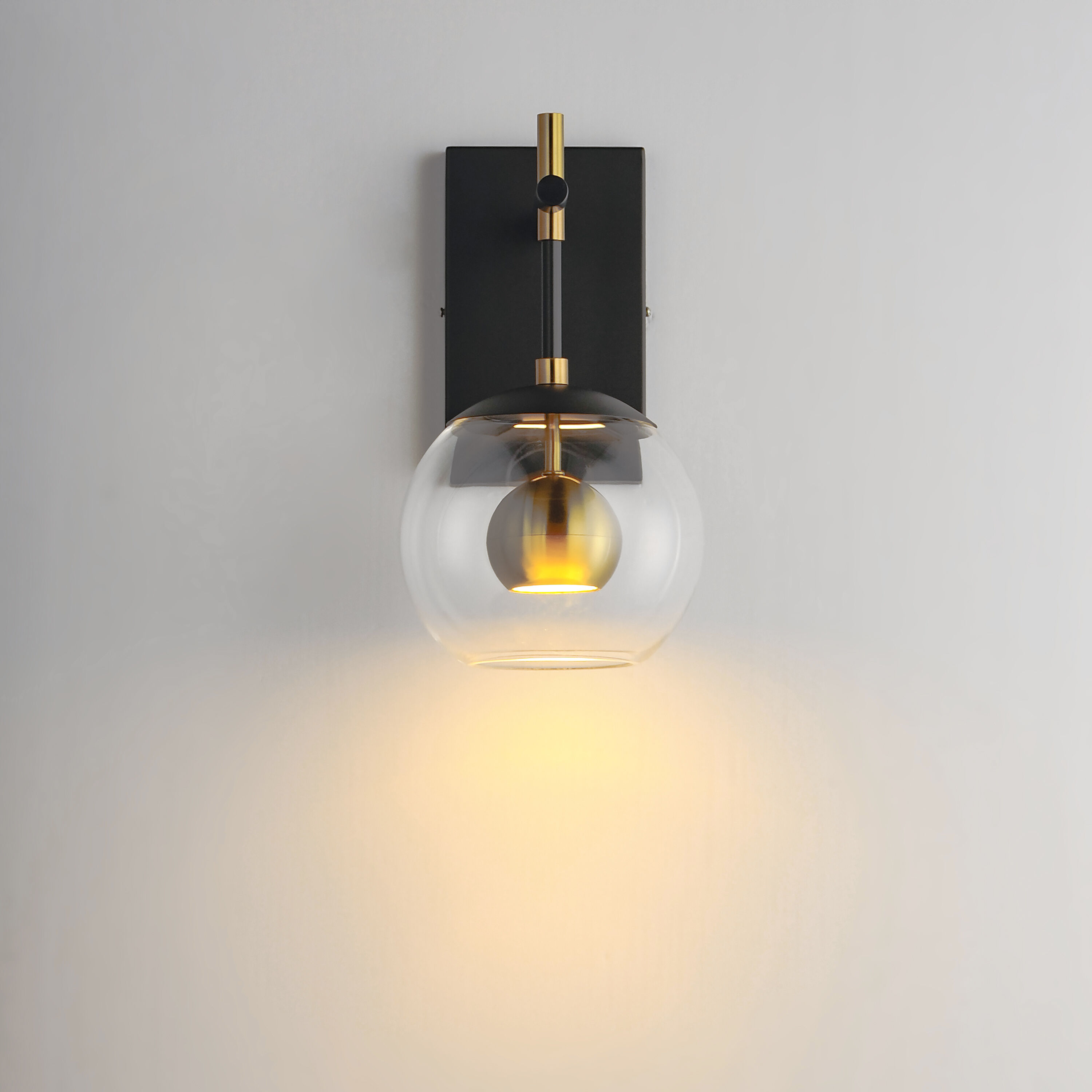 Nucleus LED 7 inch Black and Natural Aged Brass Wall Sconce Wall Light