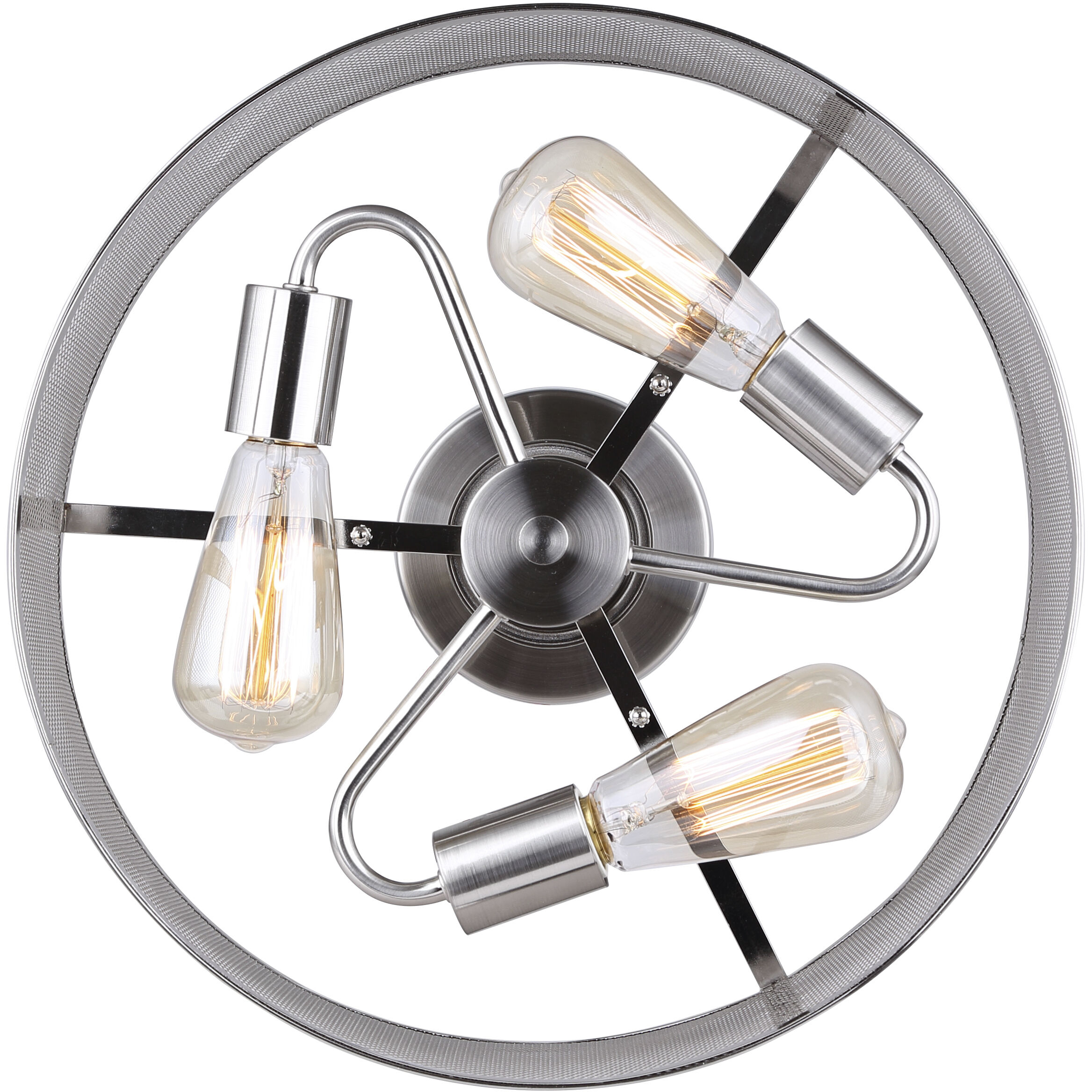 Madison 3 Light 15 inch Brushed Nickel Semi-Flush Ceiling Light