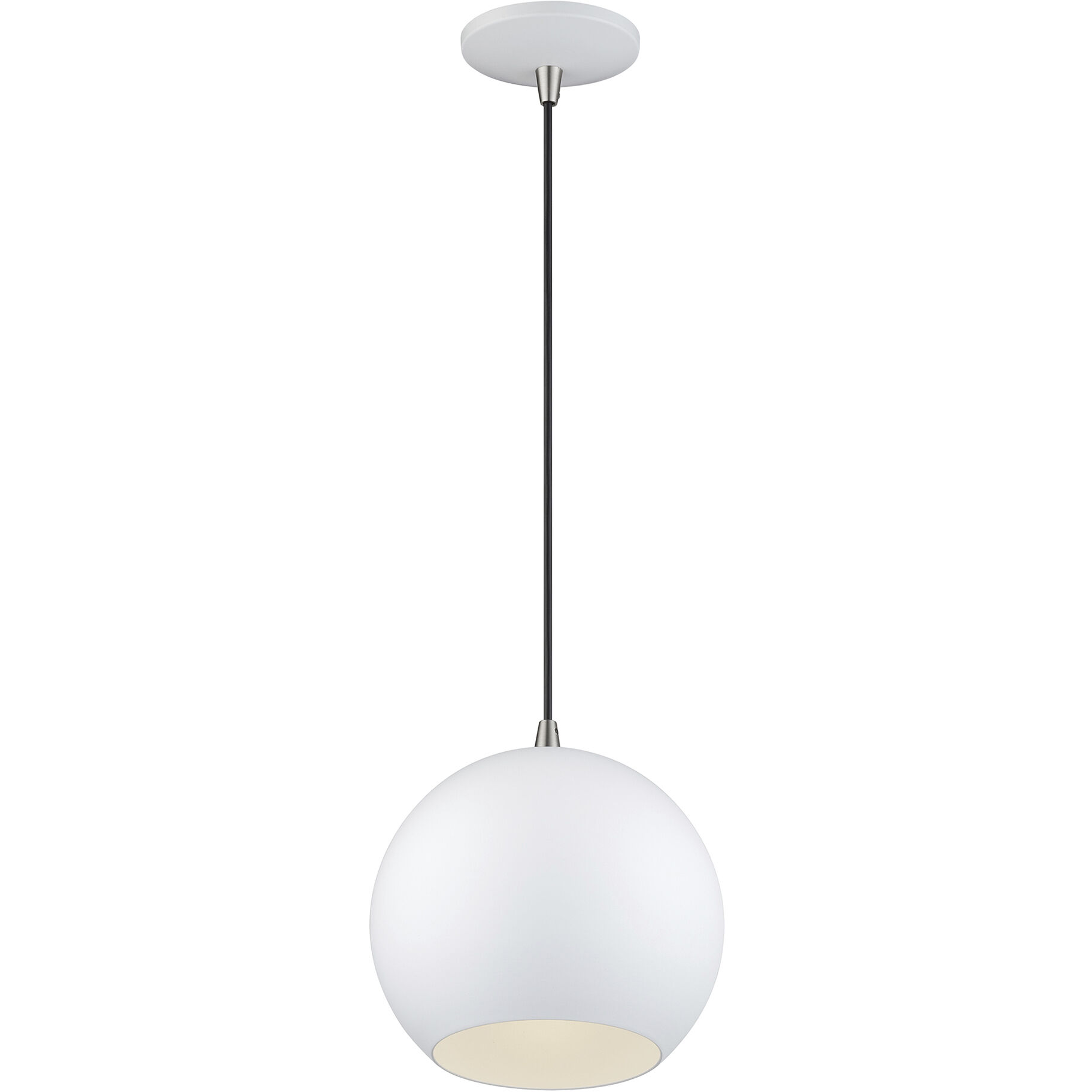 Kuppola 9.25 inch White with Brushed Nickel Accents Pendant Ceiling Light, Globe