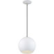 Kuppola 9.25 inch White with Brushed Nickel Accents Pendant Ceiling Light, Globe