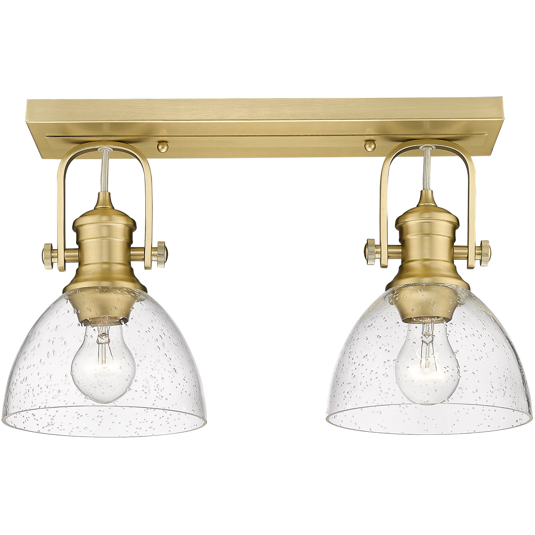 Yep Hines 2 Light 17.88 inch Brushed Champagne Brass Semi-Flush Mount Ceiling Light in Seeded Glass