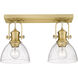 Yep Hines 2 Light 17.88 inch Brushed Champagne Brass Semi-Flush Mount Ceiling Light in Seeded Glass