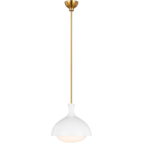 AERIN Lucerne 1 Light 11.5 inch Matte White and Burnished Brass Pendant Ceiling Light in Burnished Brass / Matte White