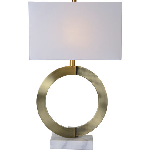 Skylar 27 inch 100 watt Antique Brass and White Table Lamp Portable Light