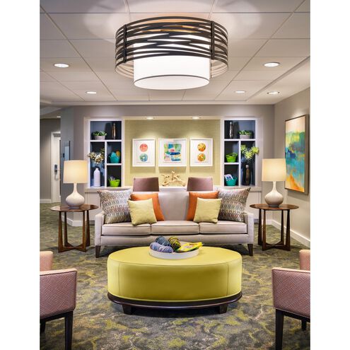 Tempest 1 Light 18.3 inch Flat Bronze Chandelier Ceiling Light in White Linen, Drum