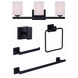 Jae 3 Light Matte Black Bath Accessories And Vanity Combo Wall Light