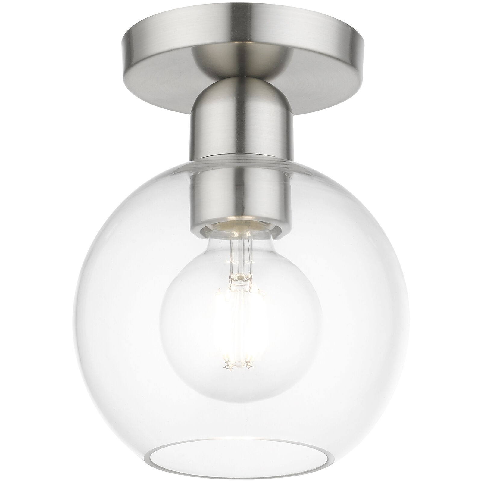 Downtown 1 Light 7 inch Brushed Nickel Semi-Flush Ceiling Light, Sphere