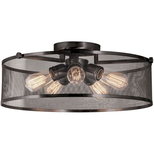Gastown 5 Light 20 inch Graphite Net Semi-flush Mount Ceiling Light