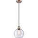 Ballston Athens LED 8 inch Antique Copper Mini Pendant Ceiling Light in Seedy Glass, Ballston