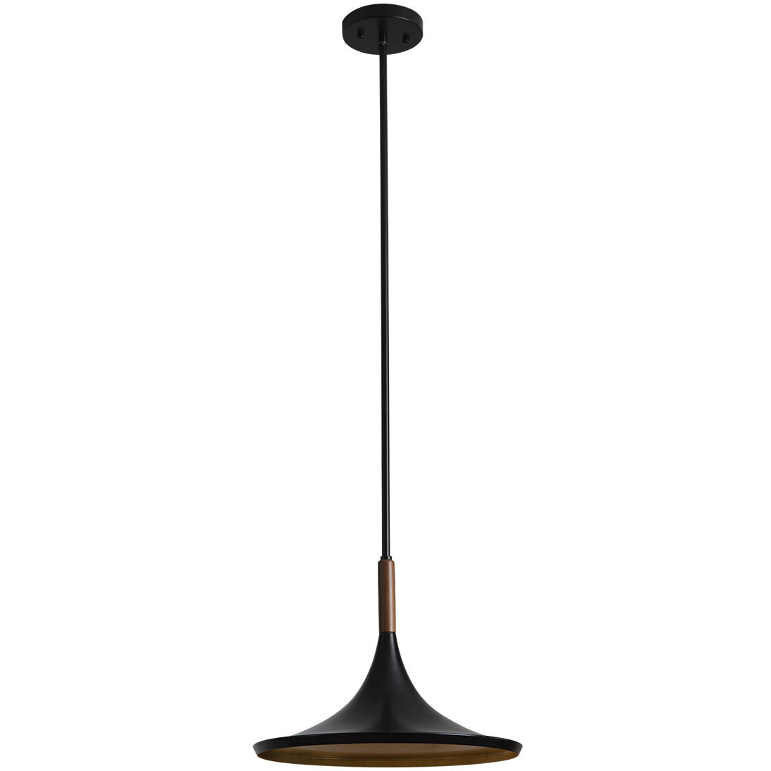 Lodi LED 13 inch Matte Black and Walnut Pendant Ceiling Light