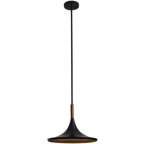 Lodi LED 13 inch Matte Black and Walnut Pendant Ceiling Light