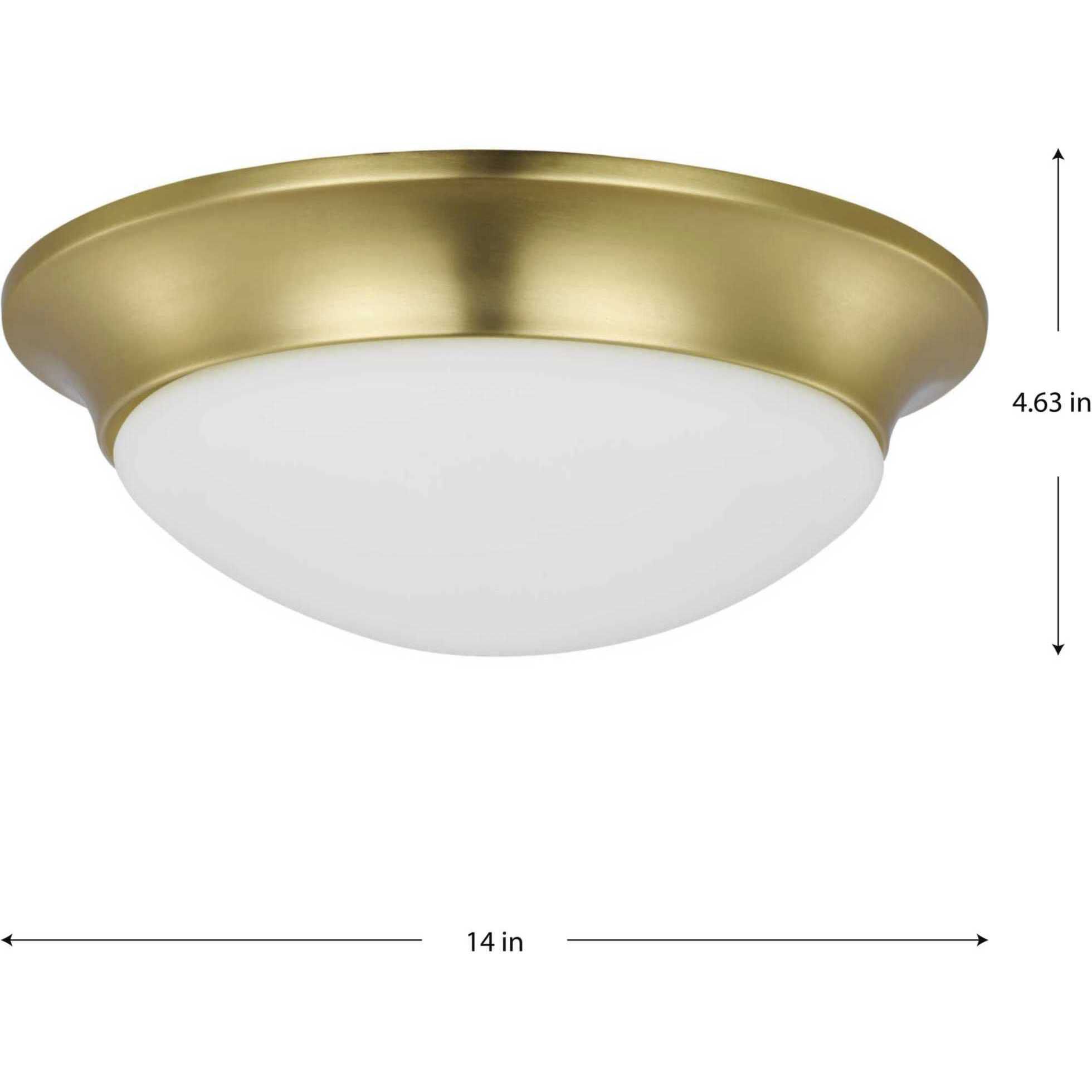 Etched Glass Close-to-Ceiling 2 Light 14 inch Satin Brass Flush Mount Ceiling Light