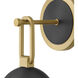 Bowie 1 Light 7.75 inch Lacquered Brass and Black Bath Sconce Wall Light in Lacquered Brass with Black