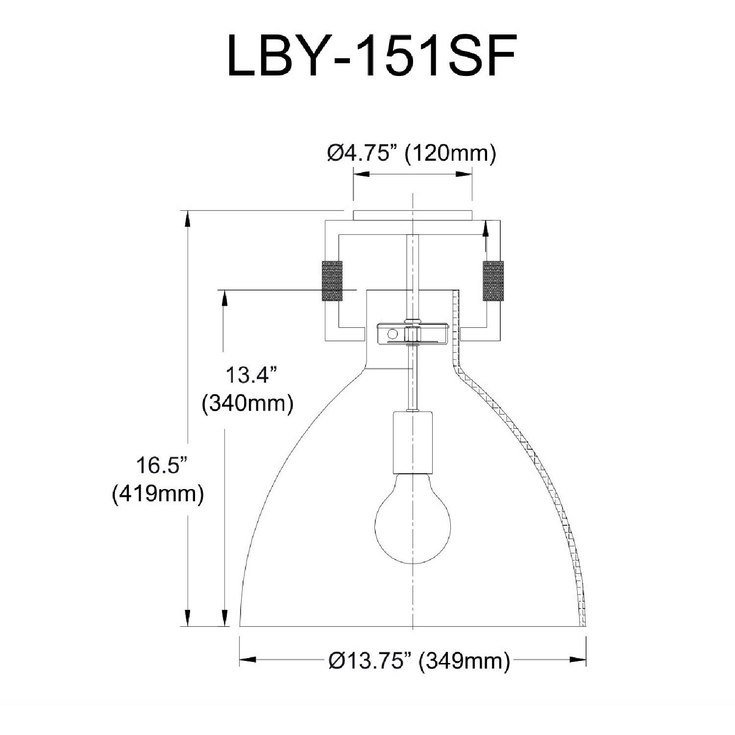 Liberty 1 Light 13.75 inch Polished Chrome Semi-Flush Mount Ceiling Light