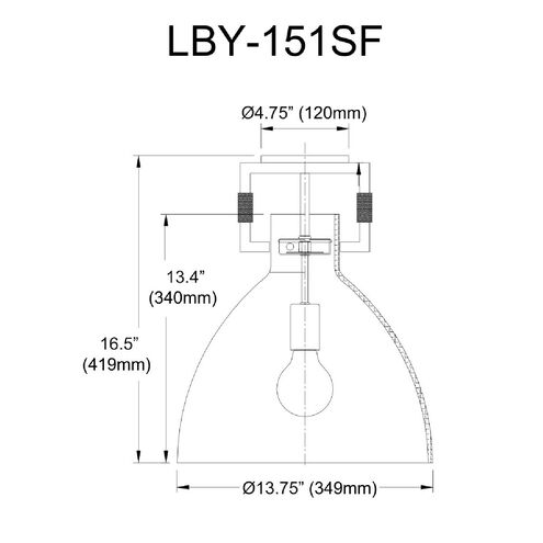 Liberty 1 Light 13.75 inch Matte Black and Aged Brass Semi-Flush Mount Ceiling Light