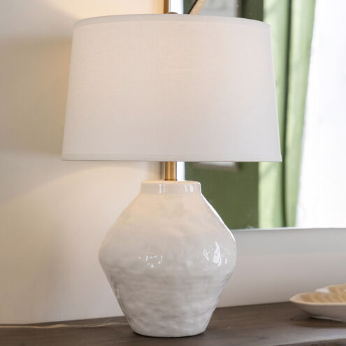 Osborn 26.5 inch Textured White / Antique Brass Table Lamp Portable Light