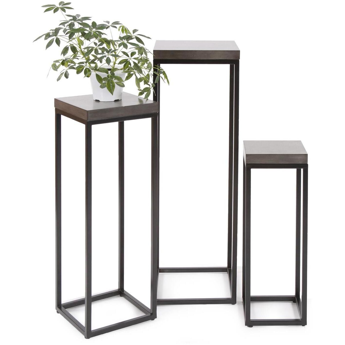 Kenton 43.75 X 14 inch Smoke Gray/Black Pedestal Set, Set of 3