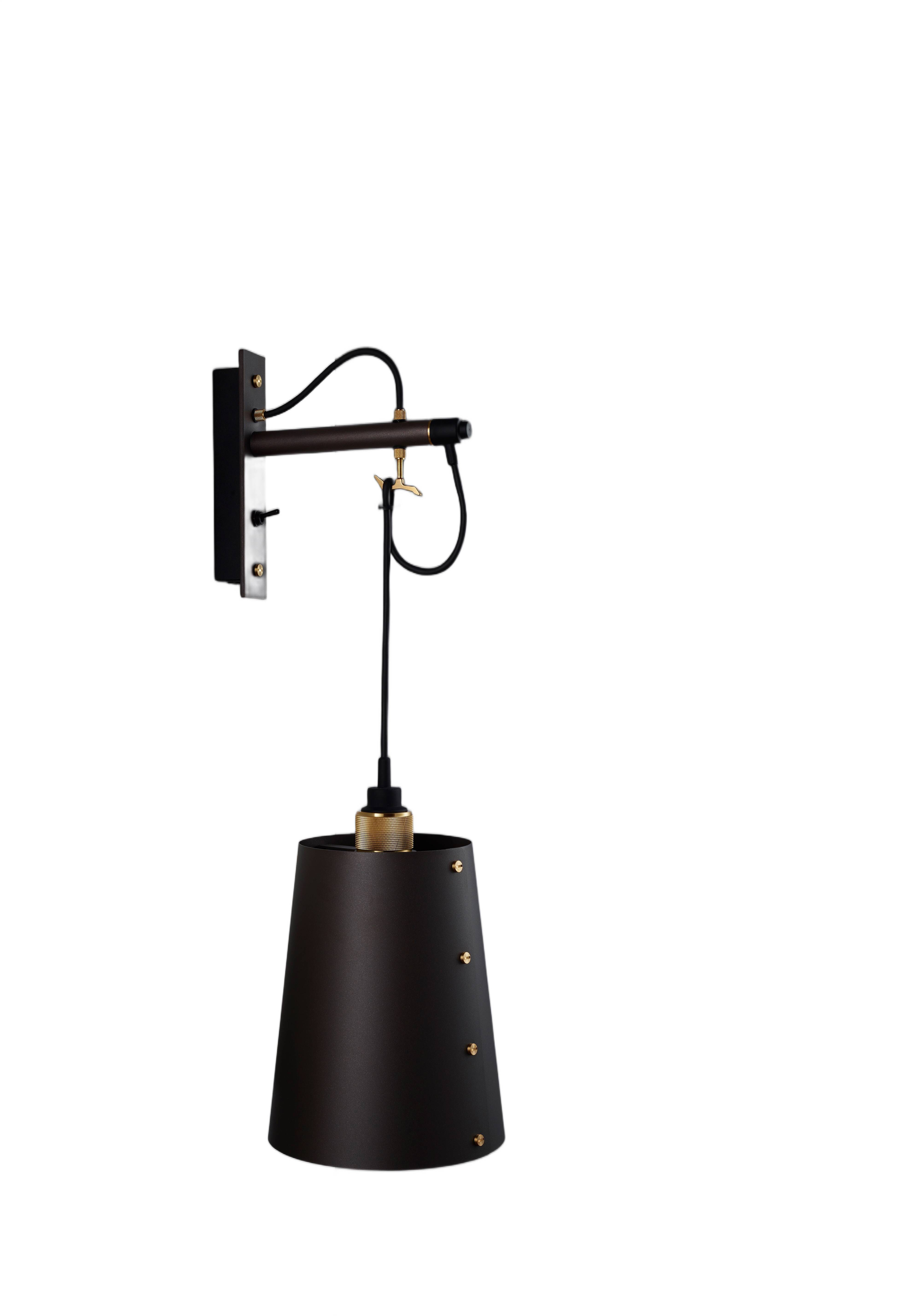 Hooked Wall Light in Graphite / Brass