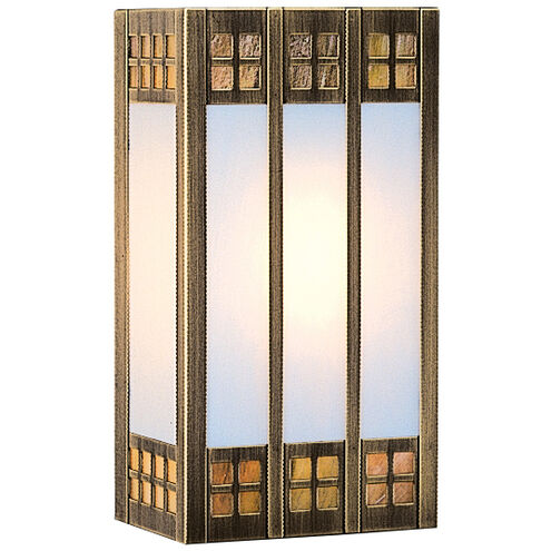Glasgow 1 Light 6.5 inch Antique Brass ADA Wall Mount Wall Light in Gold White Iridescent and White Opalescent