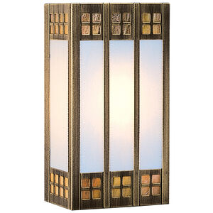 Glasgow 1 Light 6.5 inch Antique Brass ADA Wall Mount Wall Light in Gold White Iridescent and White Opalescent