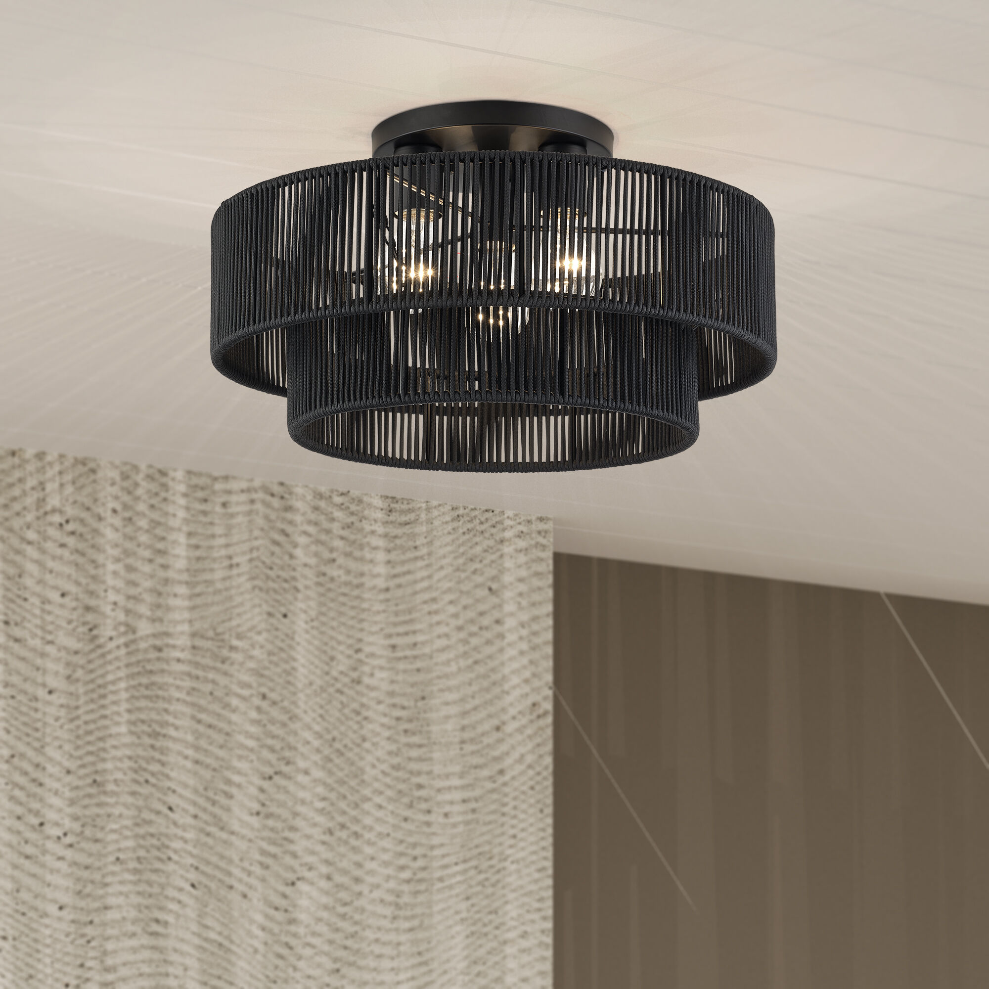 Acordia 3 Light 18 inch Black Semi Flush Mount Ceiling Light, Large