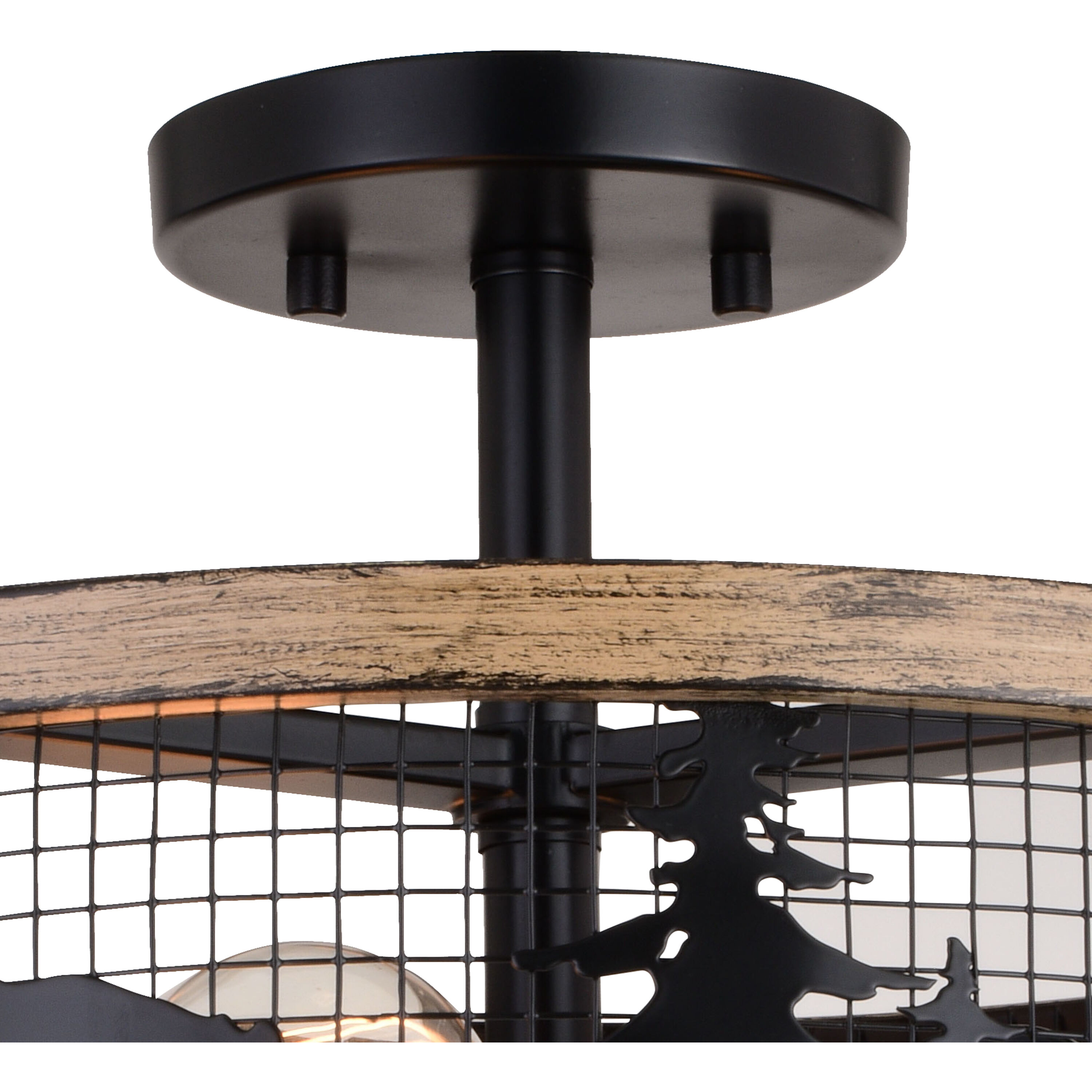 Kodiak LED 16 inch Black and Burnished Teak Semi-Flush Mount Ceiling Light