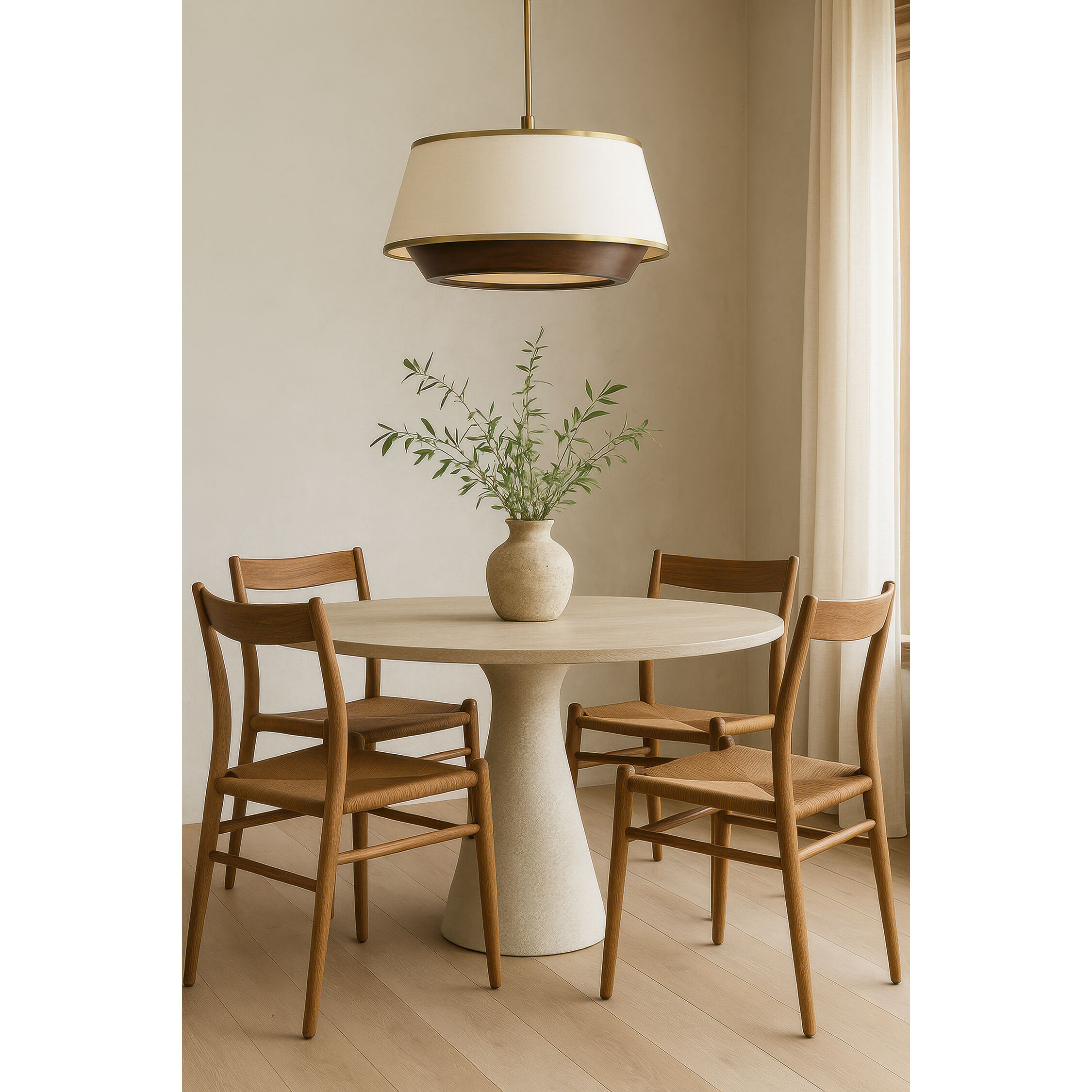 Desert Flyer 6 Light 26 inch Satin Brass with Medium Walnut Pendant Ceiling Light