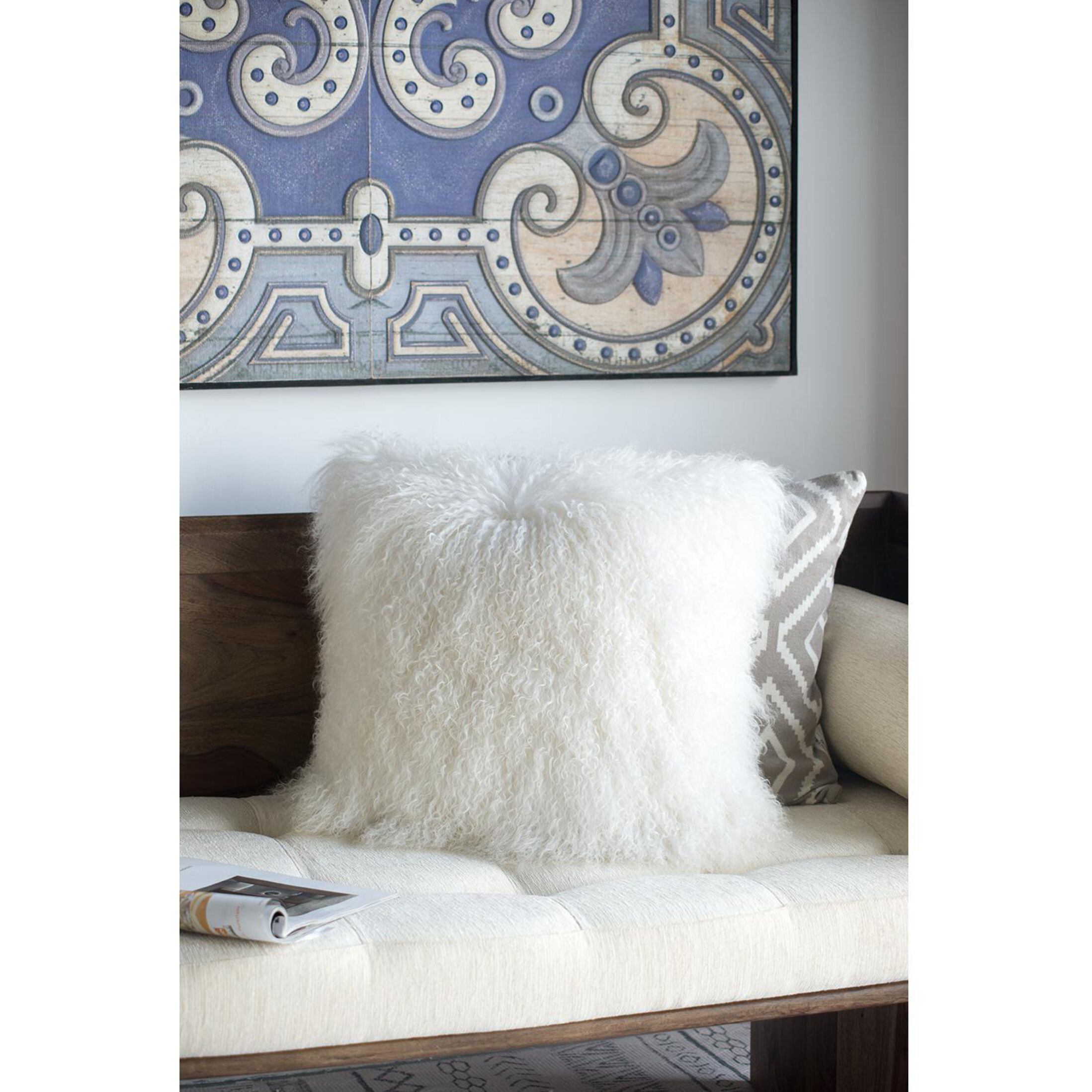 Lamb Fur 20 X 4 inch White Pillow in Natural