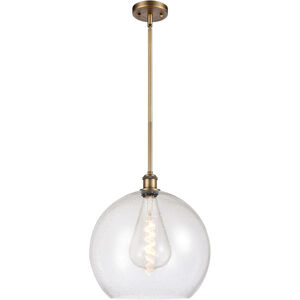 Ballston Athens LED 13.75 inch Brushed Brass Pendant Ceiling Light in Seedy Glass