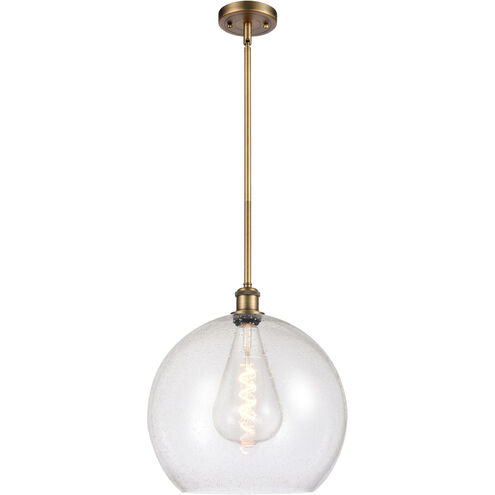 Ballston Athens LED 13.75 inch Brushed Brass Pendant Ceiling Light in Seedy Glass