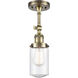 Franklin Restoration Dover LED 5 inch Antique Brass Semi-Flush Mount Ceiling Light in Seedy Glass, Franklin Restoration