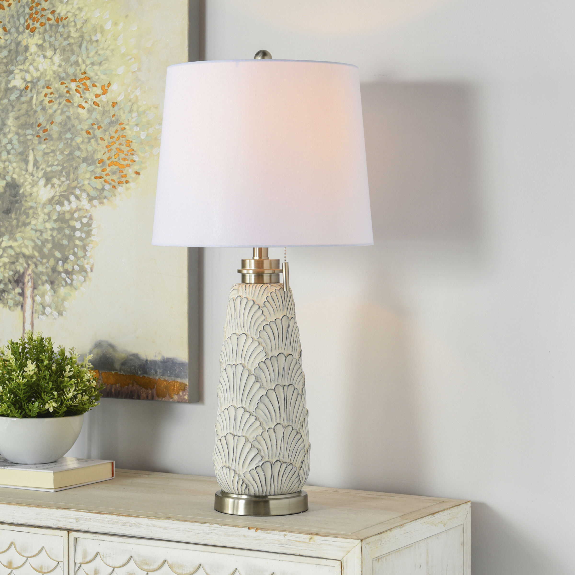 Joseph 29 inch 100 watt Silver Wash and Off White Table Lamp Portable Light