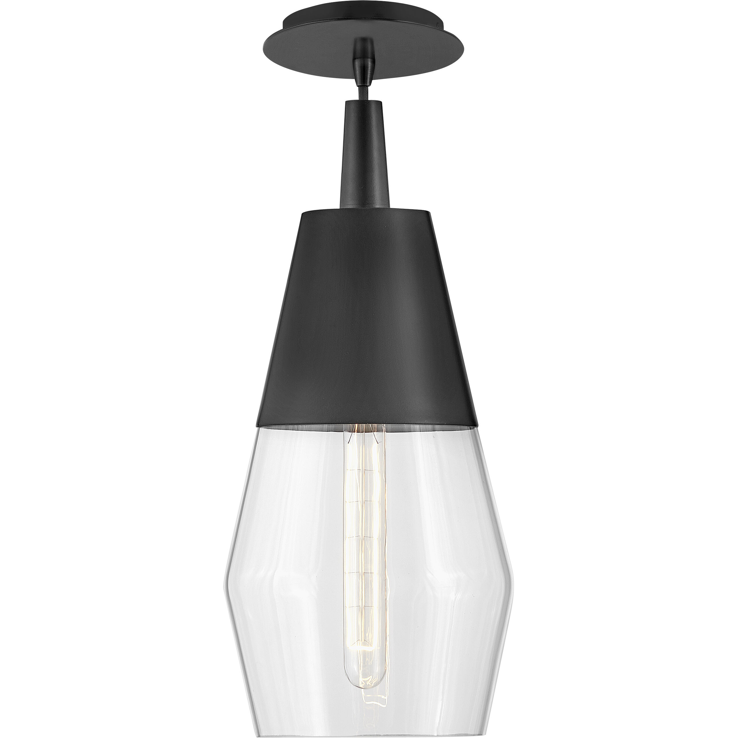 Livie LED 8 inch Black Pendant Ceiling Light, Semi-Flush Mount