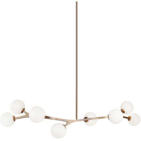 Rami 8 Light 13 inch Aged Gold Brass Chandelier Ceiling Light in Aged Gold Brass and Opal Glass