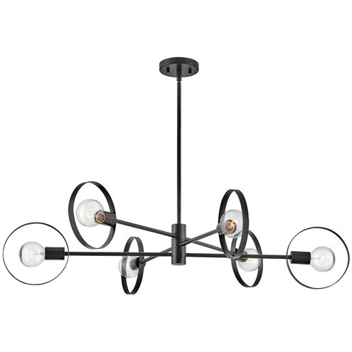 Desi 6 Light 42 inch Black Indoor Foyer Light Ceiling Light
