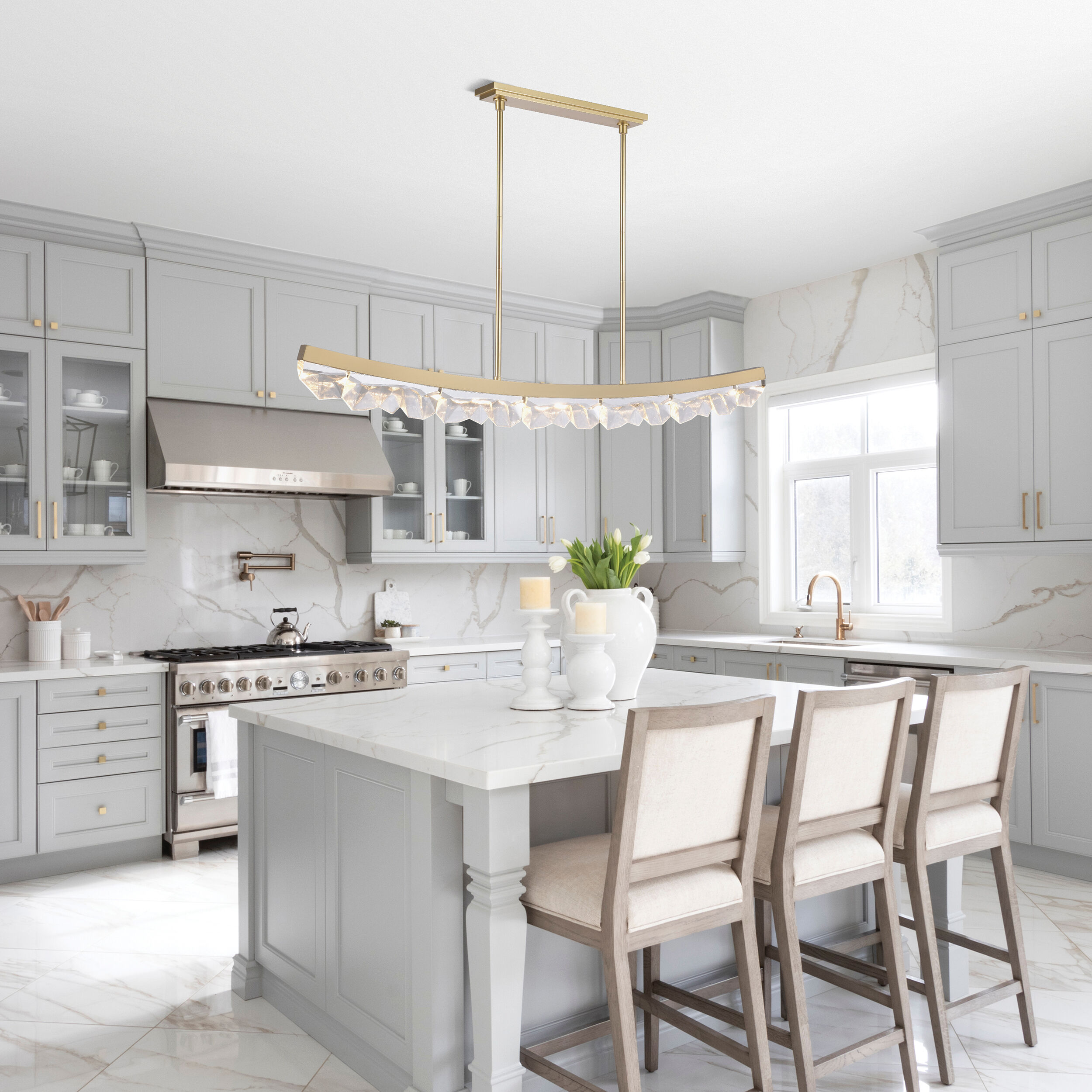 Arcus 1 Light 57.13 inch Aged Brass Linear Pendant Ceiling Light