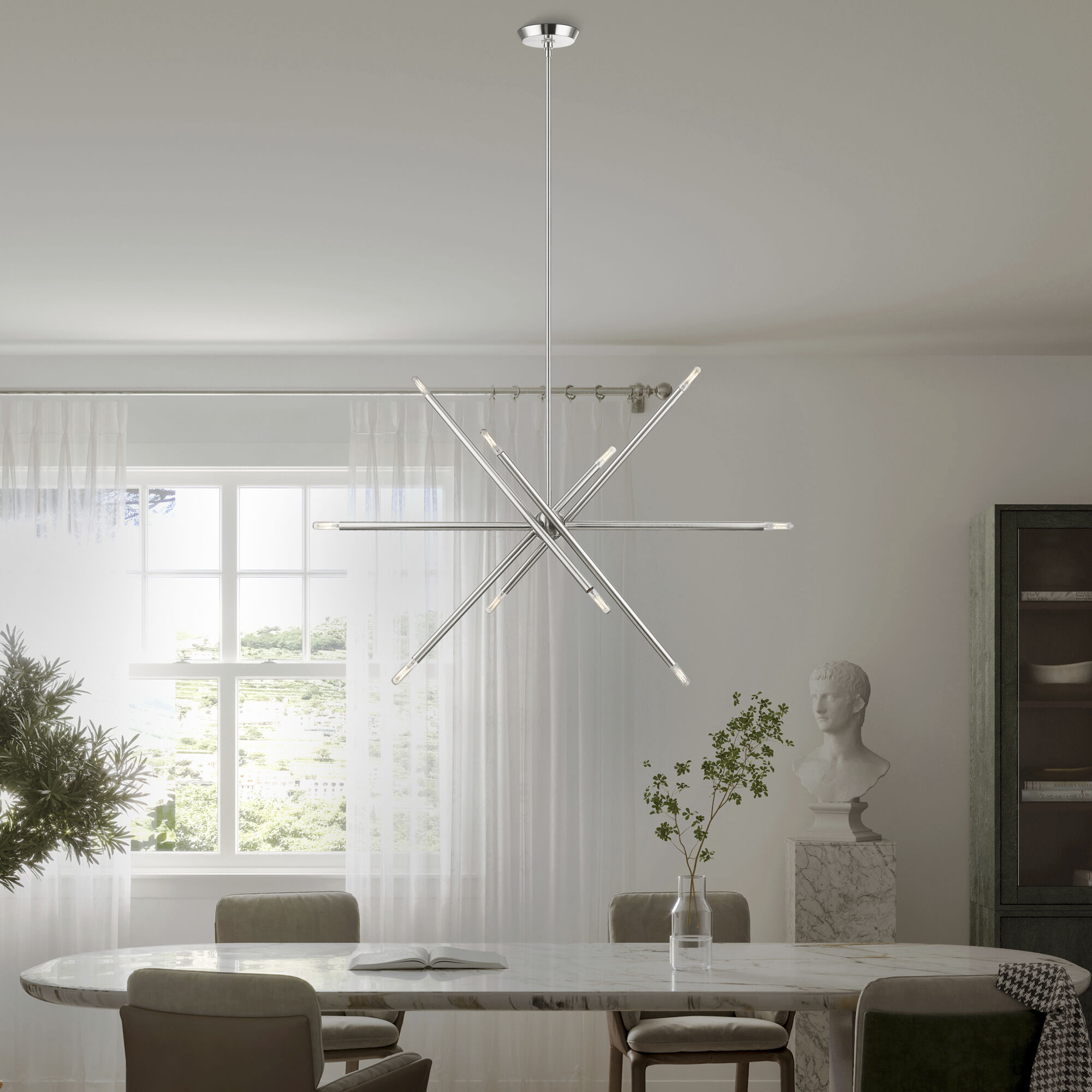 Soho Linear Chandelier Ceiling Light in Brushed Nickel