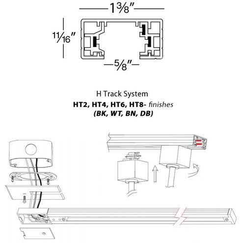 H Track 1 Light 120 Dark Bronze Track Component Ceiling Light