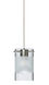 Scope LED Satin Nickel Pendant Ceiling Light in Clear with Frost Glass