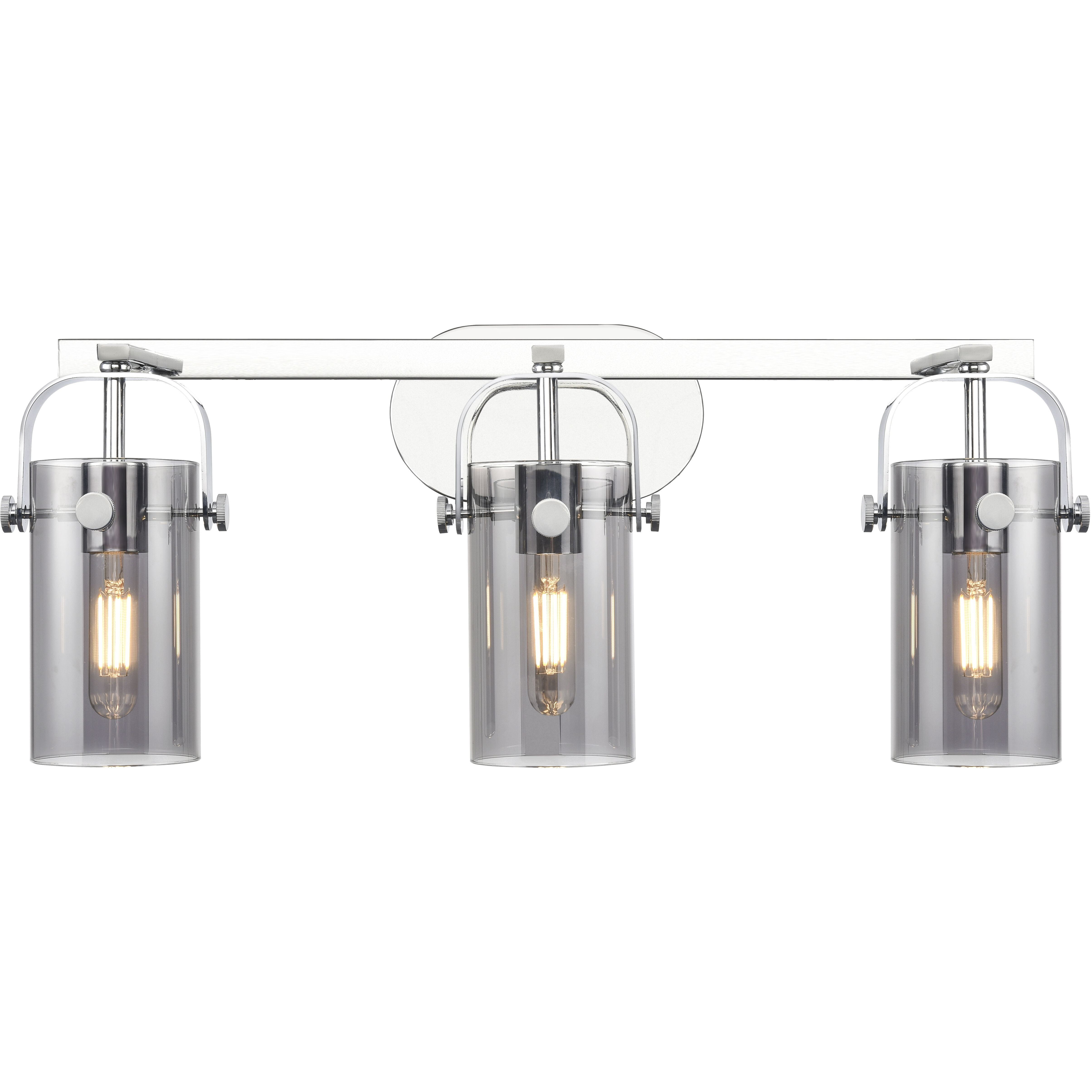 Pilaster II Cylinder 3 Light 24.88 inch Polished Nickel Bath Vanity Light Wall Light in Plated Smoke Glass