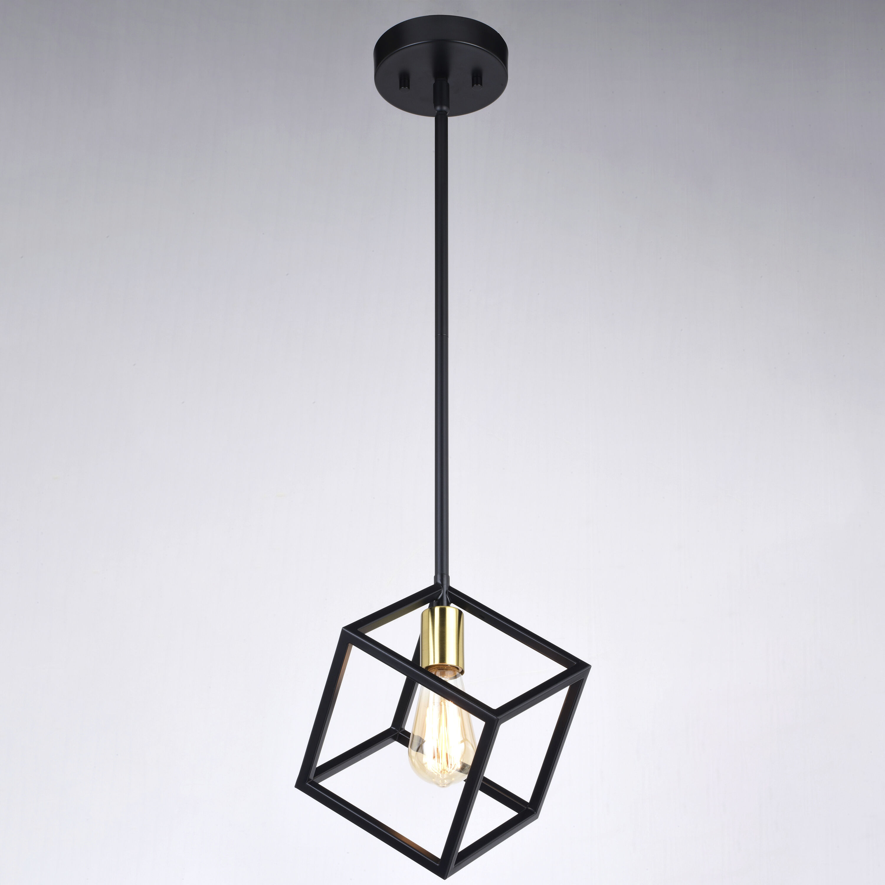 Deering LED 10.25 inch Matte Black and Satin Brass Mini Pendant Ceiling Light