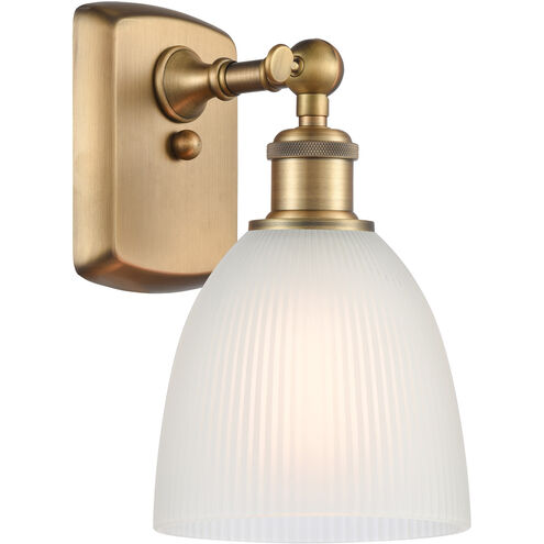 Ballston Castile 1 Light 6 inch Brushed Brass Sconce Wall Light in White Glass, Ballston