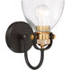 Monico 1 Light 7 inch Painted Bronze/Natural Brush Bath Light Wall Light