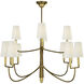 Thomas O'Brien Farlane 12 Light 48 inch Hand-Rubbed Antique Brass Chandelier Ceiling Light in Linen, Large