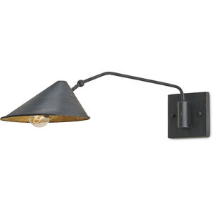 Serpa 25 inch 60 watt French Black/Gold Leaf Swing Arm Wall Sconce Wall Light