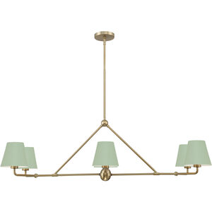 Xavier 6 Light 46 inch Vibrant Gold and Green Chandelier Ceiling Light