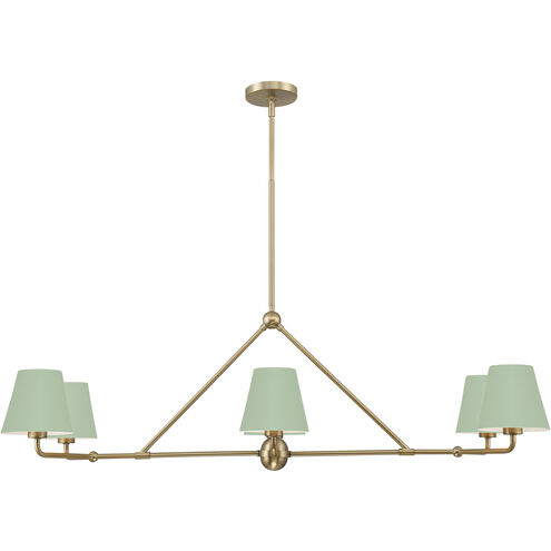Xavier 6 Light 46 inch Vibrant Gold and Green Chandelier Ceiling Light
