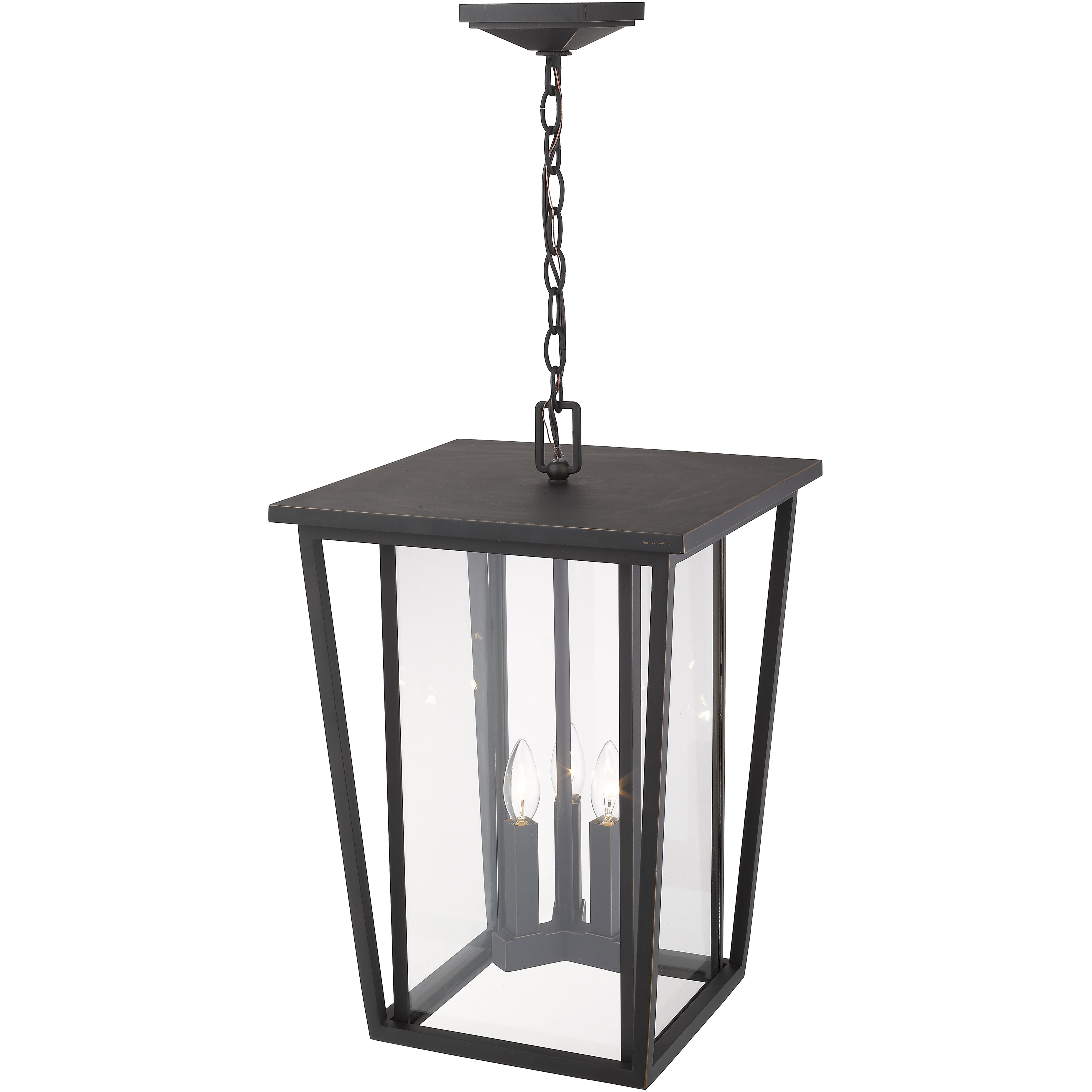 Seoul 3 Light 14 inch Oil Rubbed Bronze Outdoor Chain Mount Ceiling Fixture