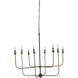 Lilly 8 Light 42 inch Brushed Copper Chandelier Ceiling Light