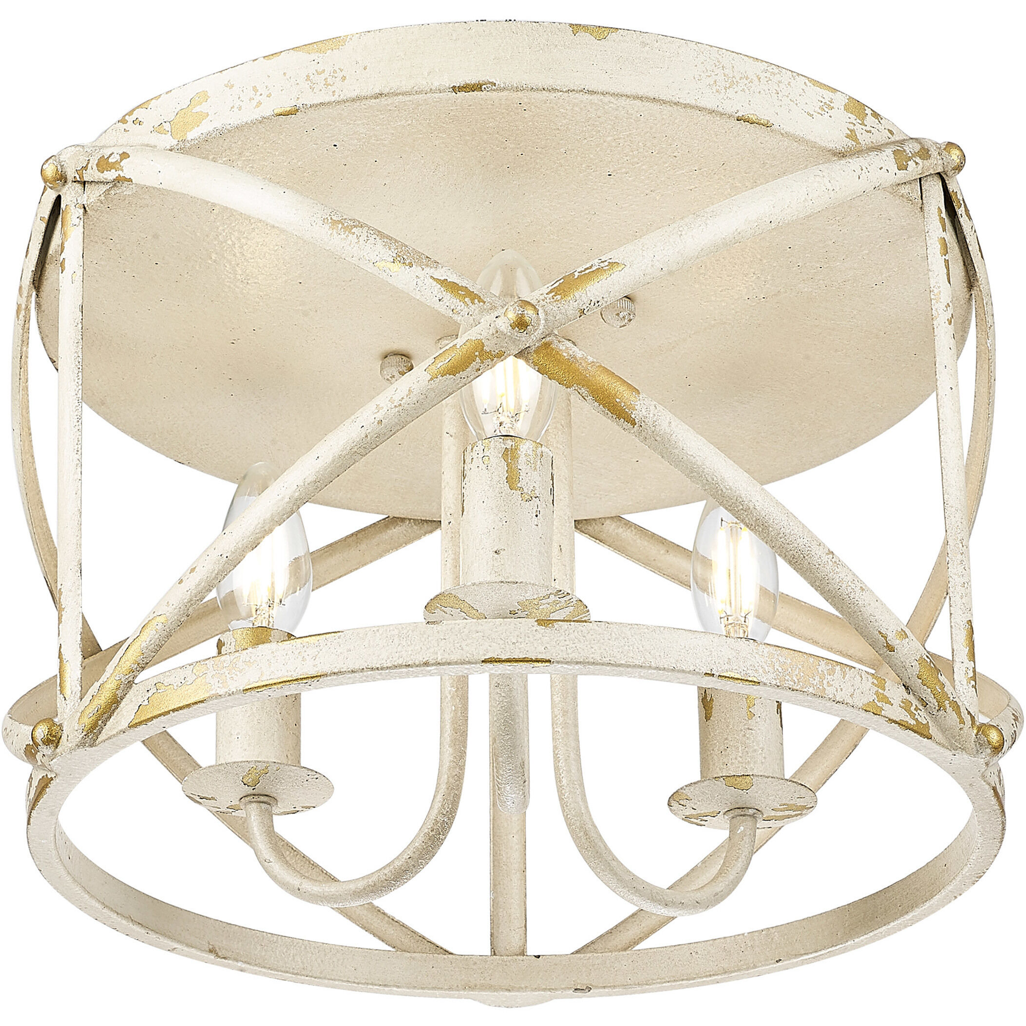 Alcott 3 Light 15 inch Antique Ivory Flush Mount Ceiling Light